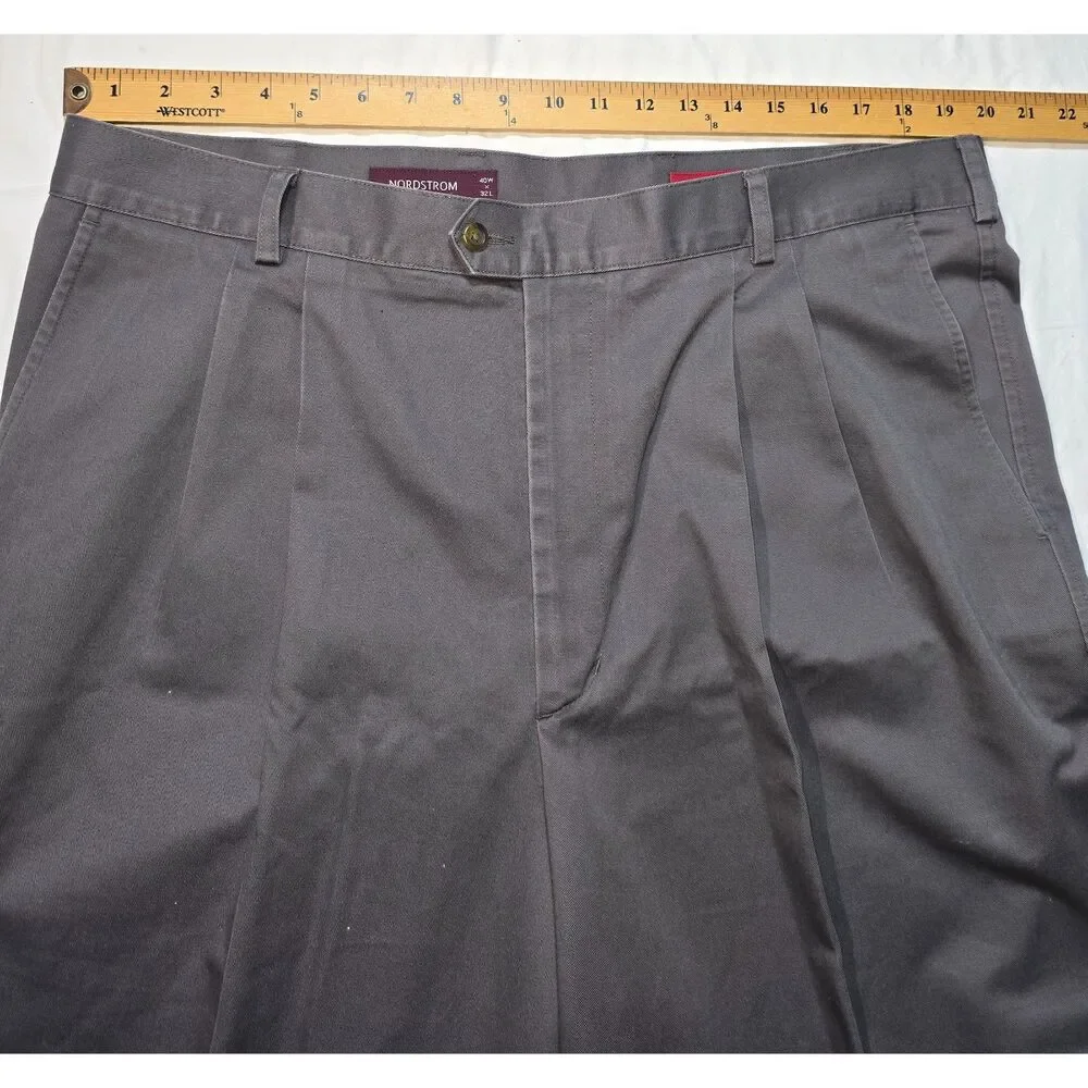 Nordstrom Smartcare Stain Resistant Gray Size 40x32 Men's Chino Pants - 53